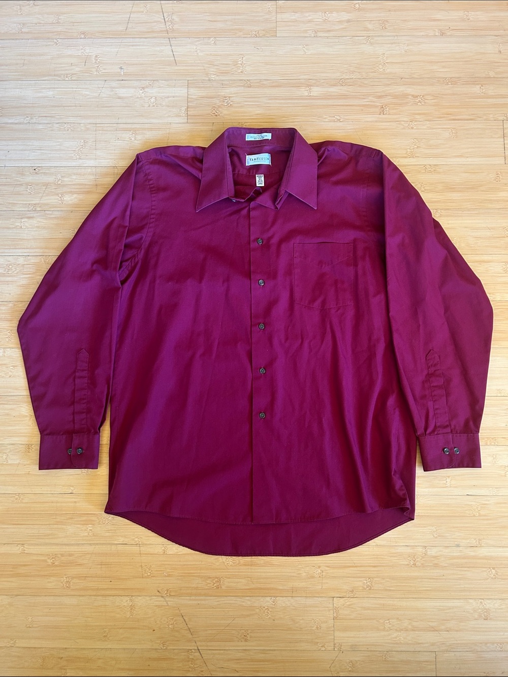 Van Heusen Men's Long-Sleeve Dress Shirt — Plum
